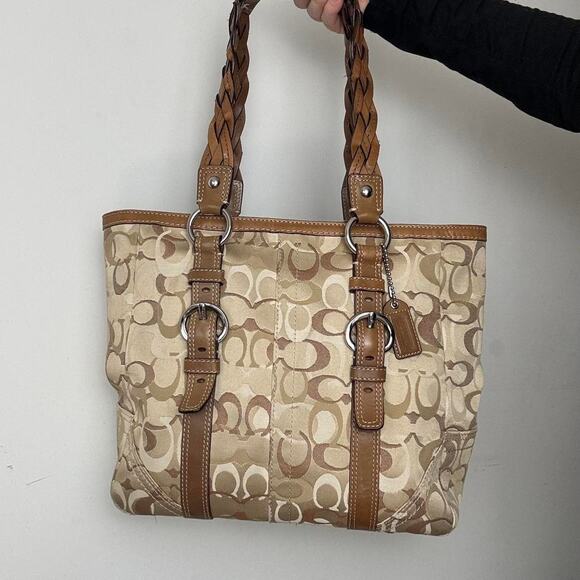 Vintage Y2K Coach Signature Canvas Tote Shoulder Bag - Picture 1 of 6